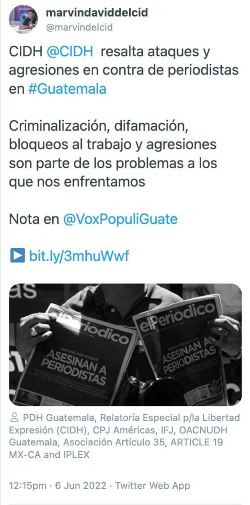 CIDH resalta ataques y agresiones en contra de periodistas