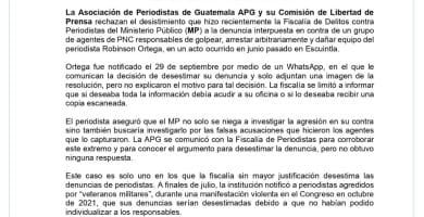 La APG rechaza el desistimiento de denuncias presentadas por periodistas